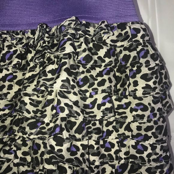 Justice Skort Girls Size 12 Elastic Waist Purple Gray Black Cheetah Ruffle FLAW - Picture 7 of 10
